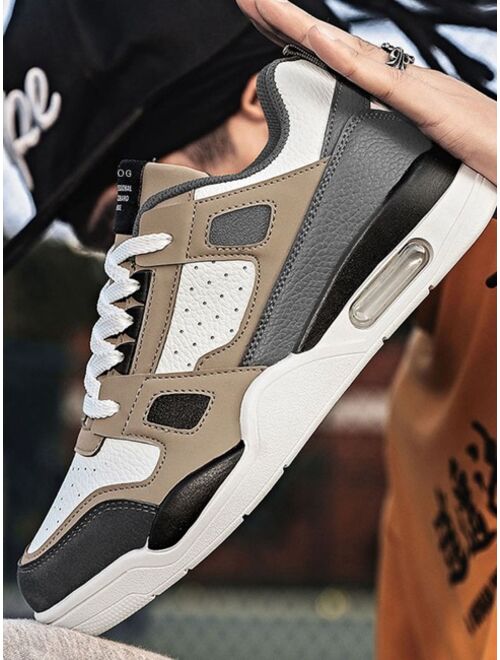 Shein Men Colorblock Letter Patch Lace-up Front Sneakers