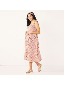Maternity Sonoma Goods For Life Smocked Tie-Shoulder Midi Dress