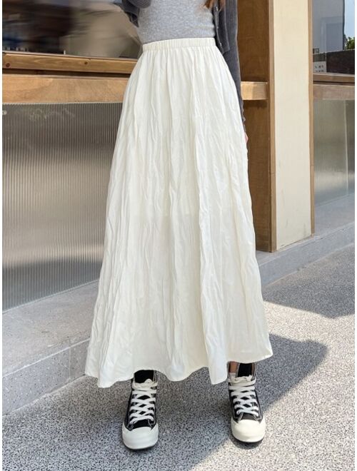 DAZY Solid High Waist Wrinkled Skirt