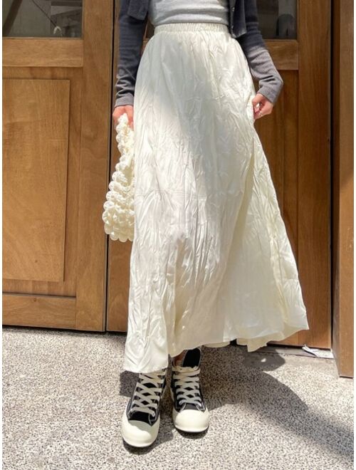 DAZY Solid High Waist Wrinkled Skirt