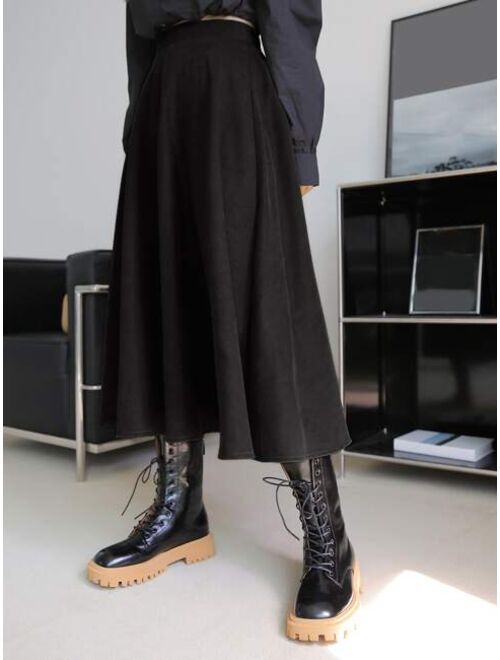 DAZY Solid High Waist Flared Skirt