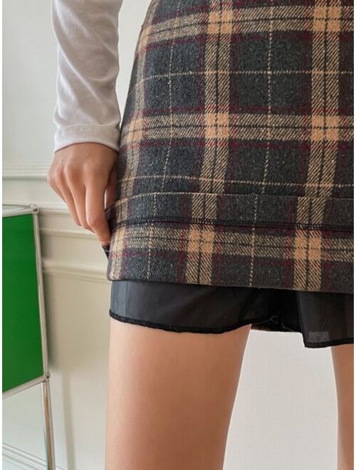 DAZY Plaid Print Straight Skirt