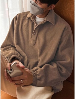 Men Drop Shoulder Polo Neck Sweatshirt