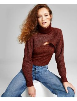 Women's Turtleneck Shrug & Tank Top Sweater Set