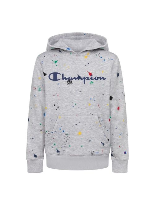 CHAMPION Big Boys All Over Print Paint Splatter Fleece Hoodie