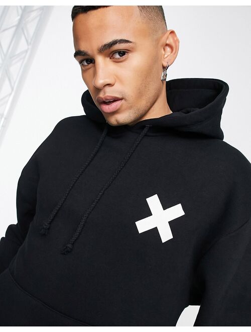 COLLUSION Unisex logo hoodie in black