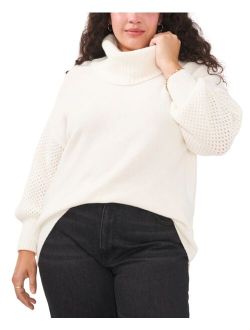 Plus Size Turtleneck Blouson-Sleeve Sweater
