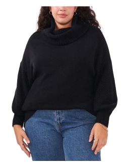Plus Size Turtleneck Blouson-Sleeve Sweater
