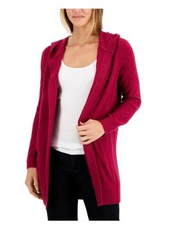 Women's Open-Front Hooded Cable Sweater, Created for Macy's