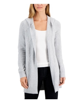 Women's Open-Front Hooded Cable Sweater, Created for Macy's