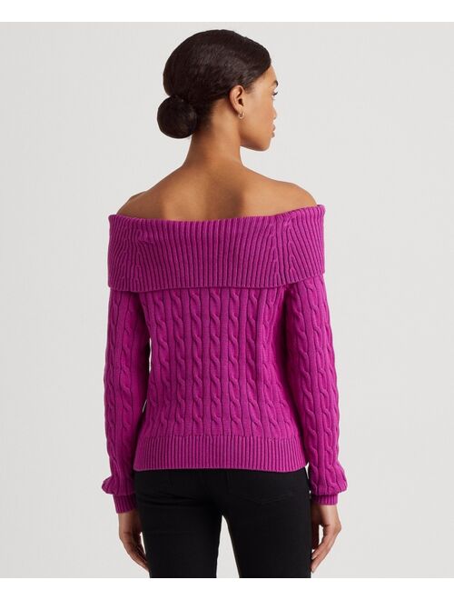 Polo Ralph Lauren LAUREN RALPH LAUREN Women's Off-the-Shoulder Cable-Knit Sweater