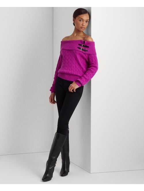 Polo Ralph Lauren LAUREN RALPH LAUREN Women's Off-the-Shoulder Cable-Knit Sweater