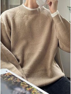 Men Contrast Trim Drop Shoulder Sweater