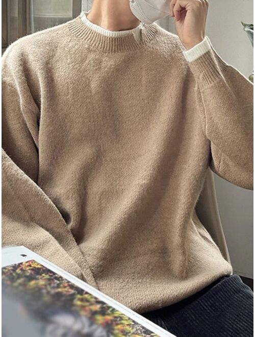 DAZY Men Contrast Trim Drop Shoulder Sweater