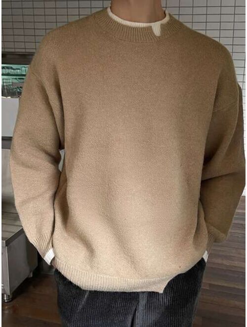 DAZY Men Contrast Trim Drop Shoulder Sweater