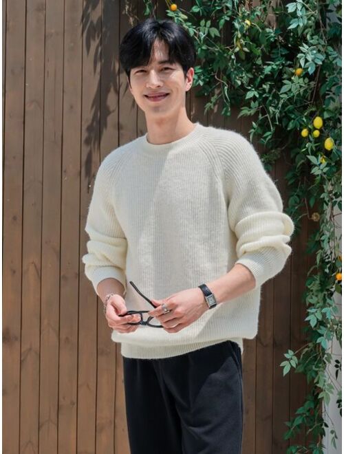 DAZY Men Raglan Sleeve Ribbed Knit Sweater