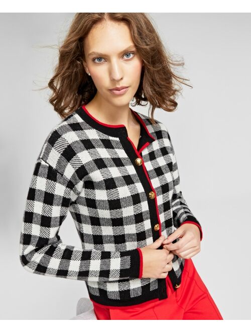 CHARTER CLUB Plaid Cashmere Button-Front Cardigan, Created for Macy's