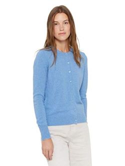 State Cashmere Women's 100% Pure Cashmere Button Front Long Sleeve Crew Neck Cardigan Sweater