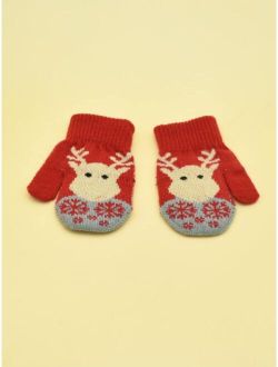 Toddler Kids Christmas Elk Pattern Gloves