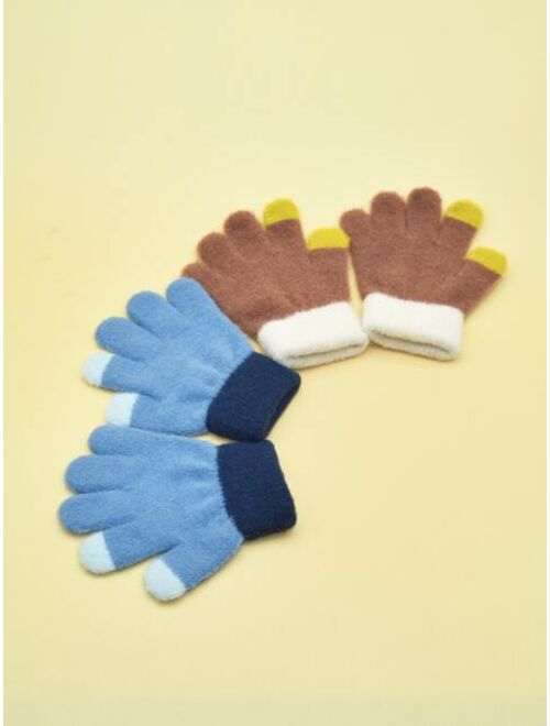 Shein 2pairs Toddler Kids Color Block Gloves