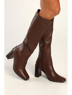 Chinese Laundry Mary Brown Square Toe Knee-High Boots