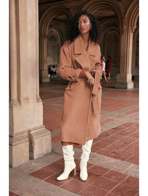 Lulus Statement Chic Light Brown Belted Coat