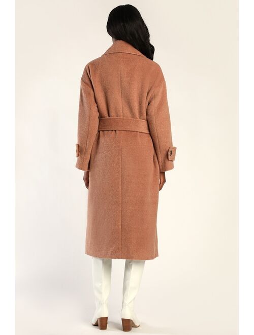 Lulus Statement Chic Light Brown Belted Coat