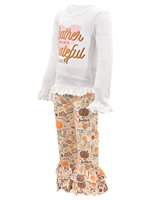 Unique Baby Girls Grateful Turkey 2pc Ruffle Thanksgiving Outfit