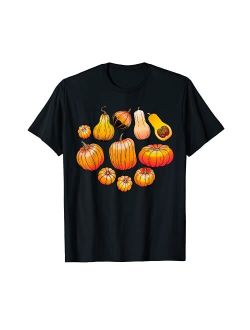 Watercolor Collection of Pumpkins - Traditional Thanksgiving Festive T-Shirt