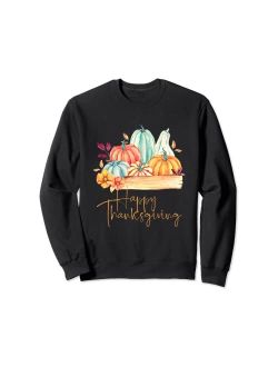 Thanksgiving Collection Happy Thanksgiving Watercolor Pumpkins Sweatshirt