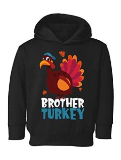 Thanksgiving Toddler Hoodie Brother Turkey Fleece Hooded Sweatshirt