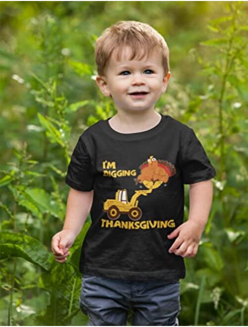 Tstars I'm Digging Thanksgiving Shirts for Boys Toddler Kids Tractor Turkey Shirt