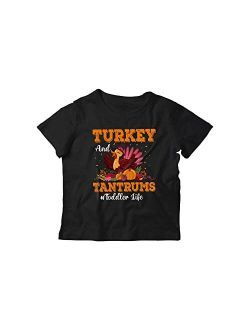 Generic Turkey and Tantrums Toddler Life Funny Cool Thanksgiving Kids Fall Leaf Pumpkin Turkey Lover Youth T-Shirt