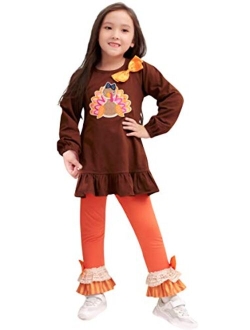 Angeline Boutique Clothing Girls Fall Colors Thanksgiving's Day Turkey Outfit Set