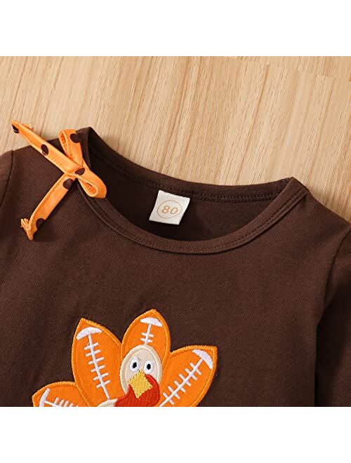 Grnshts Baby Girl Thanksgiving Clothes Set Long Sleeve Ruffle Turkey Top Bell-Bottomed Pants Toddler Girls Thanksgiving Outfits