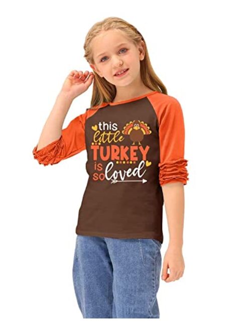 BesserBay Little Girl's Valentine Ruffled Sleeve Raglan Tee Shirt 1-8 Years