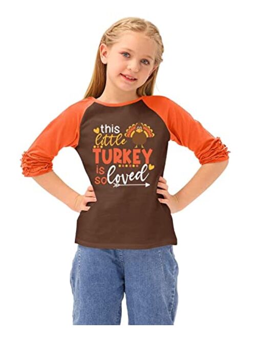 BesserBay Little Girl's Valentine Ruffled Sleeve Raglan Tee Shirt 1-8 Years