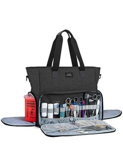 CURMIO Nurse Bag and Tote for Work, Nursing Clinical Bag with Padded Laptop Sleeve for Home Visits, Health Care, Hospice, Bag ONLY, Gray (Patent Pending)
