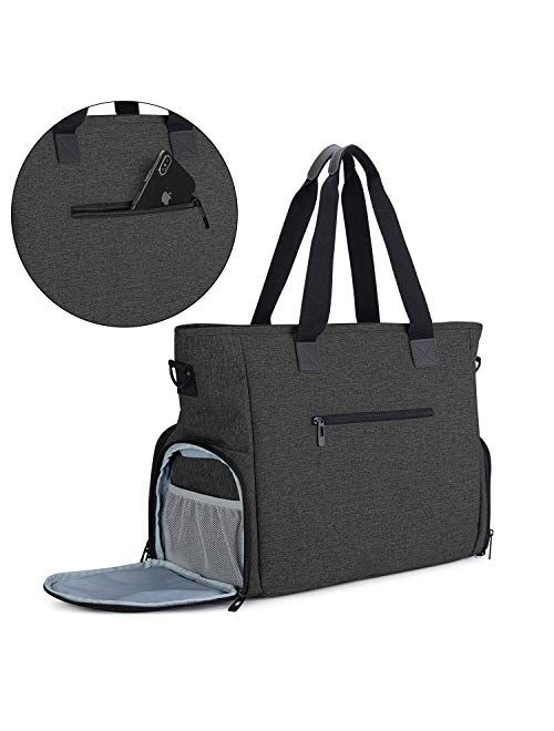 CURMIO Nurse Bag and Tote for Work, Nursing Clinical Bag with Padded Laptop Sleeve for Home Visits, Health Care, Hospice, Bag ONLY, Gray (Patent Pending)