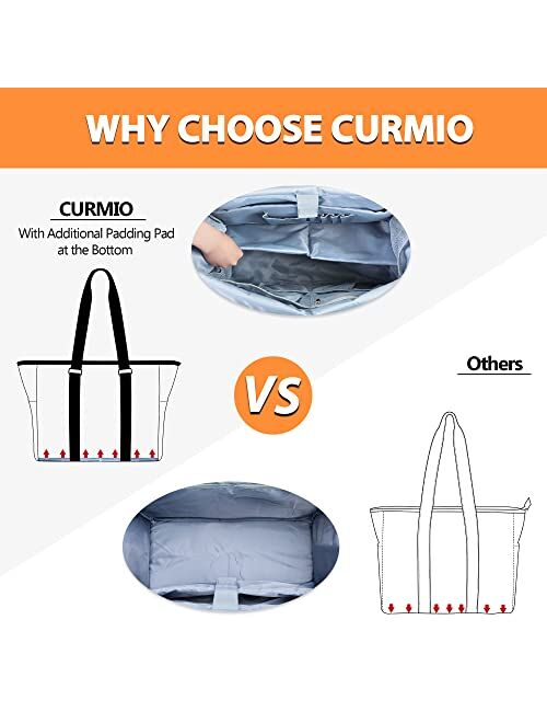 CURMIO Teacher Work Bag with Bottom Support Pad, Large Teacher Tote Bag with Laptop Sleeve for School, Office, Black (Bag Only, Patented Design)