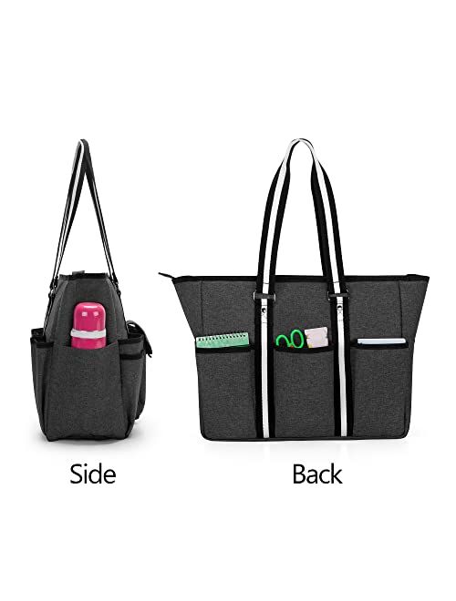 CURMIO Teacher Work Bag with Bottom Support Pad, Large Teacher Tote Bag with Laptop Sleeve for School, Office, Black (Bag Only, Patented Design)