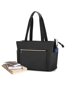CURMIO Teacher Tote Bag for Women, Portable Teacher Work Bag with Padded Sleeve and Compartments for Laptop, School Supplies, Ideal Gifts for Teachers, Black, Bag Only