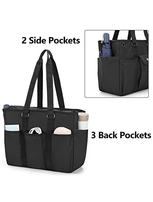 LoDrid Teacher Bag with Bottom Padded Pad, Large Teacher Organizer Tote Bag for Work, Teacher Utility Bag with Multiple Pockets Features, Teacher Bags and Totes for Work 