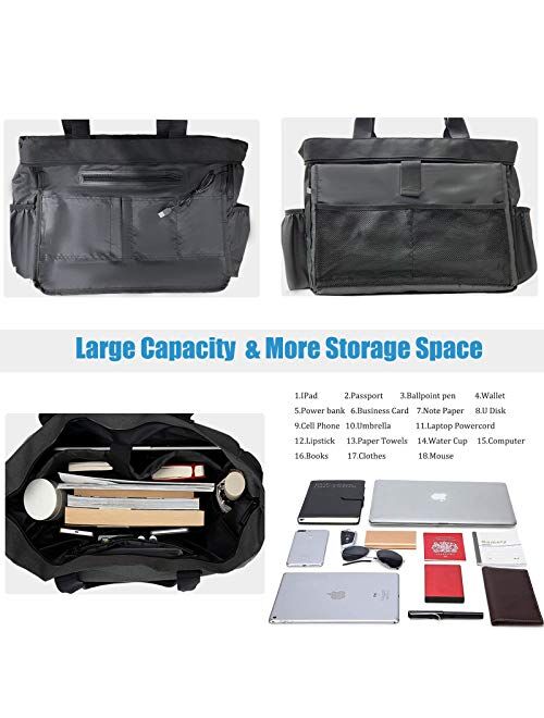 Bajnokou Large Laptop Tote Bag For Women Work Fits 15.6''-17'' Shoulder Bag USB Teacher Bags With Many PocketsGrey