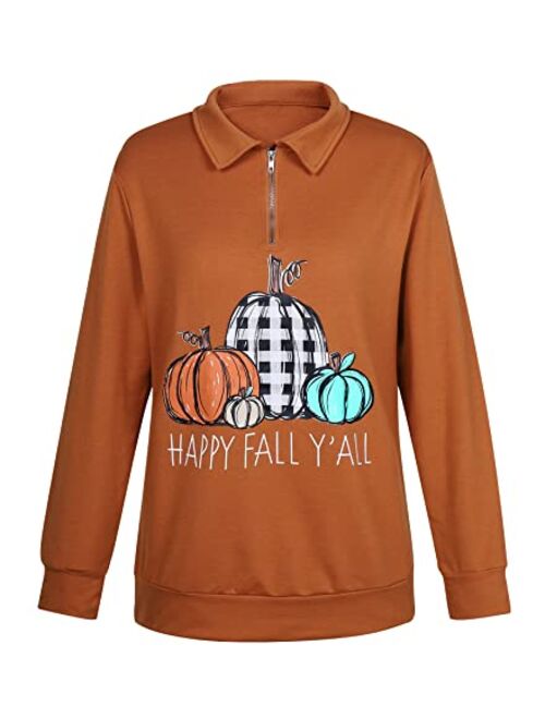 Vilove Women Pumpkin Sweatshirt Its Fall Yall Graphic Pullover Funny Fall Halloween Thanksgiving Casual Tops