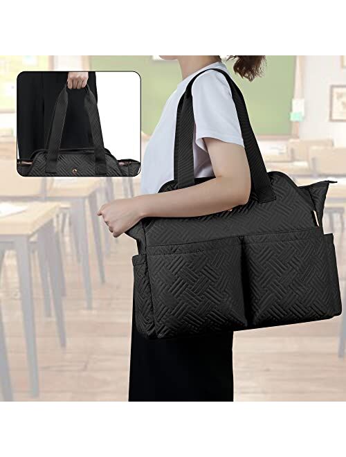 Fasrom Teacher Bag for Work Women, Large Utility Tote Bag with Laptop Compartment for Teacher Essentials (Empty Bag Only)