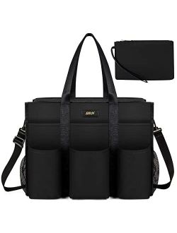 Ibfun Utility Tote Bag with 14/24 Pockets Zip Top Teacher Tote Bag for Teacher/Student/Work Women