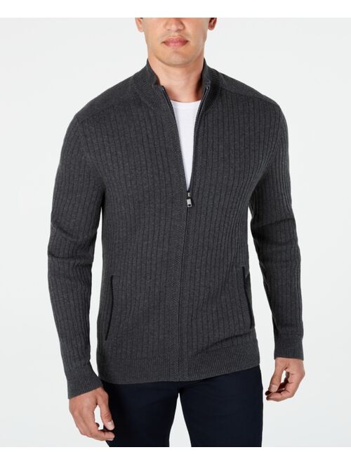 Alfani Men's Ribbed Full-Zip Sweater, Classic Fit, Created for Macy's