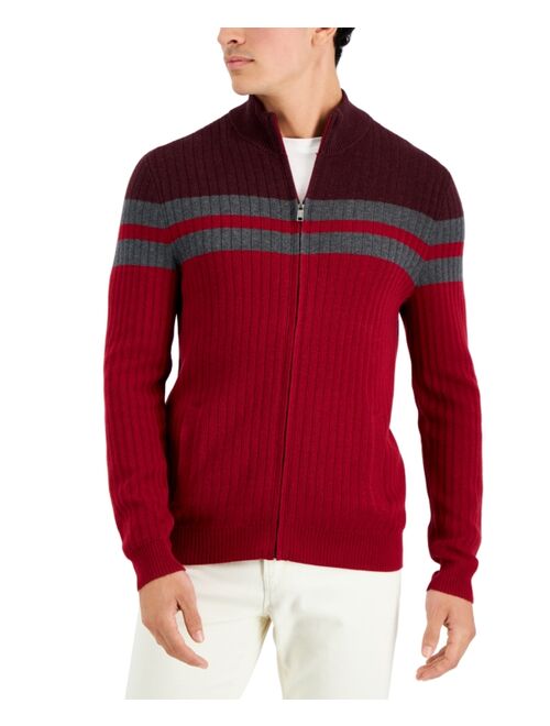 Alfani Men's Regular-Fit Colorblocked Stripe Full-Zip Cardigan, Created for Macy's
