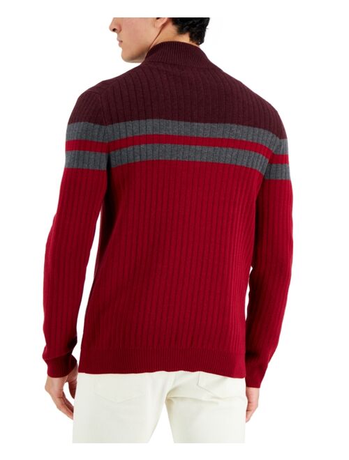 Alfani Men's Regular-Fit Colorblocked Stripe Full-Zip Cardigan, Created for Macy's